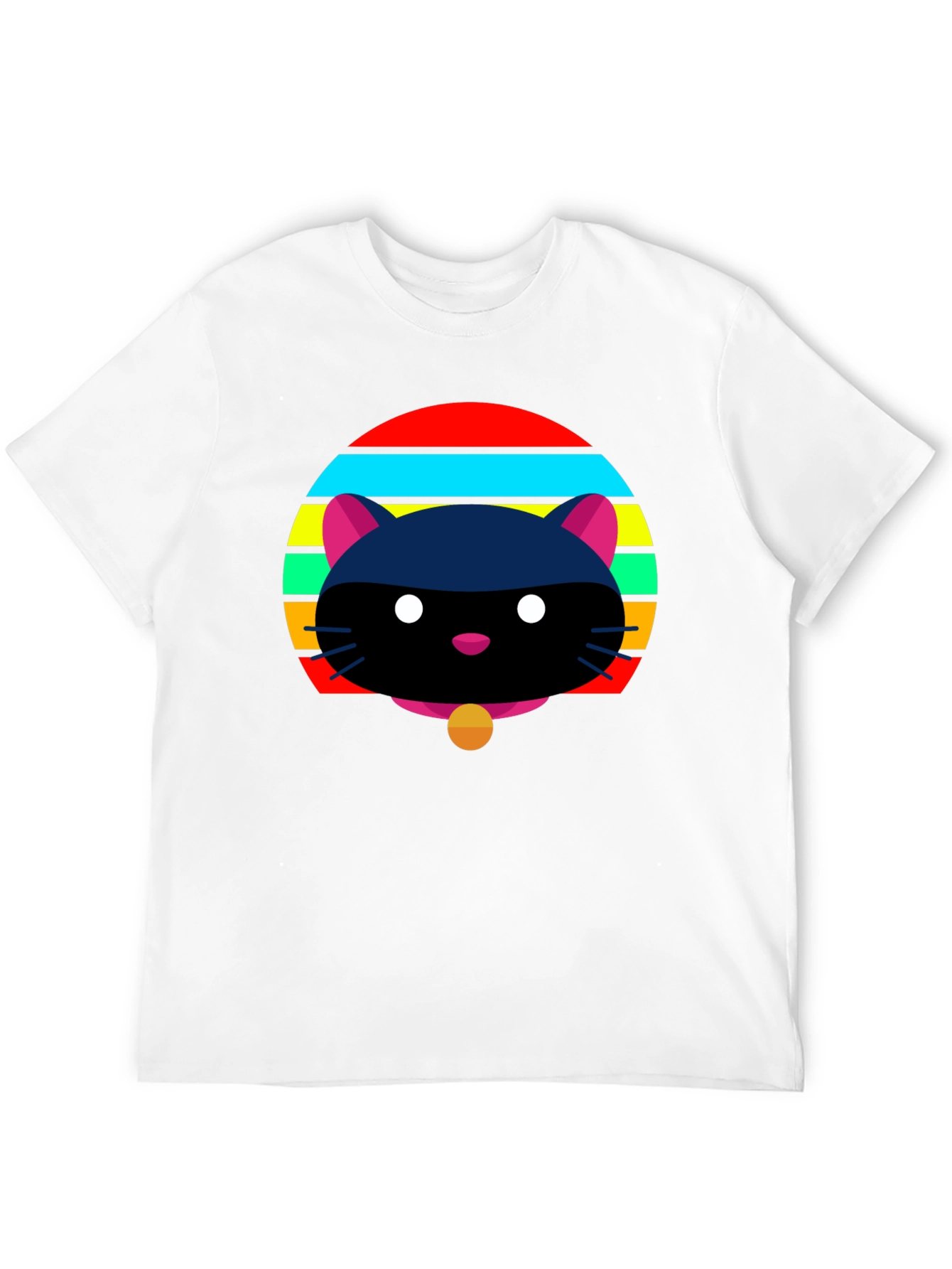 Retro Cat Graphic Tee - Black