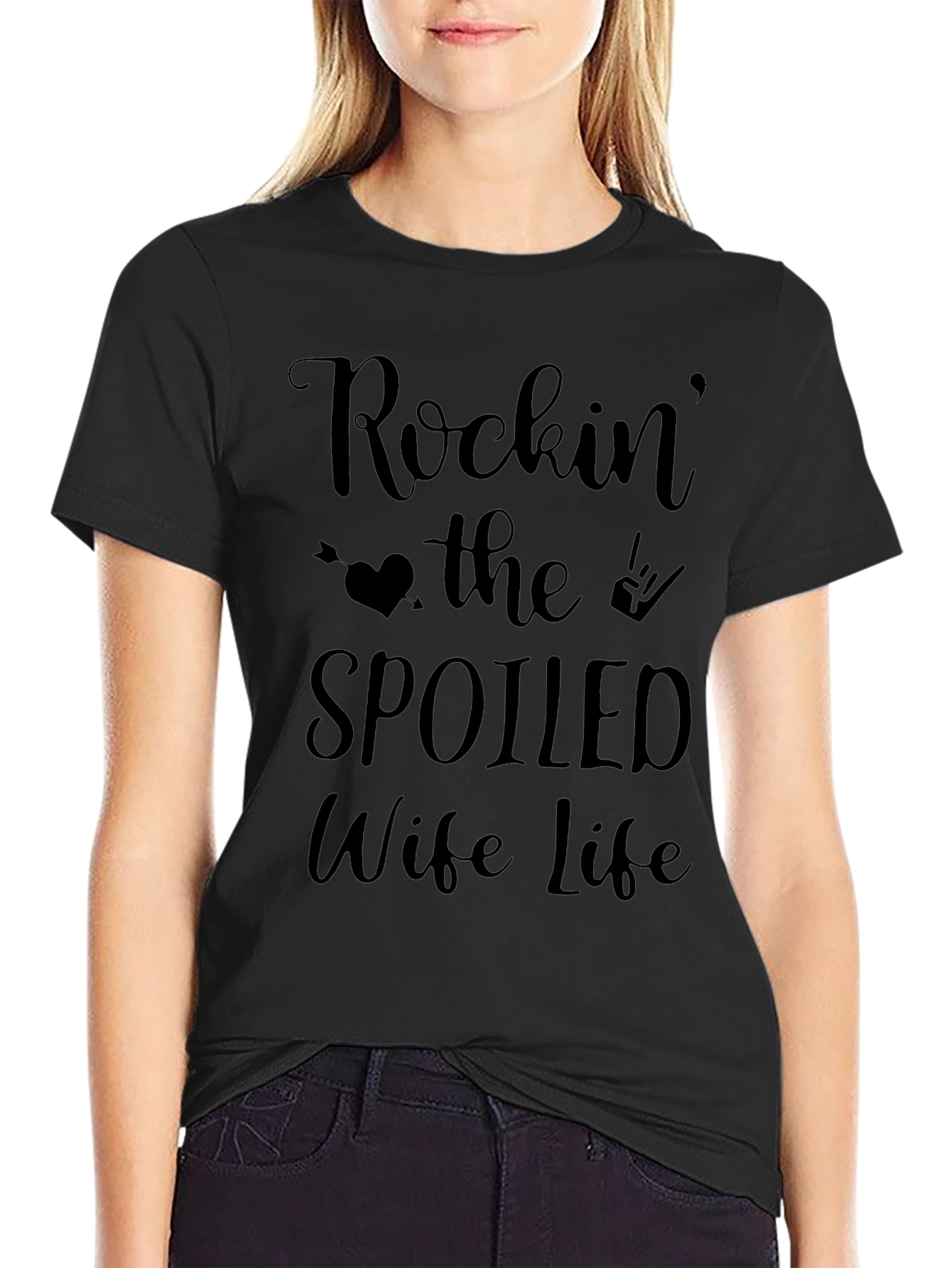 Rockin the Spoiled Wife Life Tee - Black