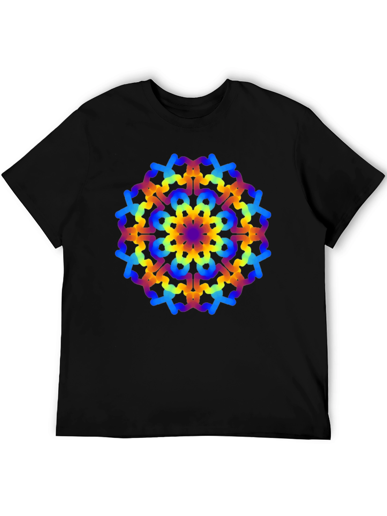 Rainbow Mandala Graphic Black T-Shirt