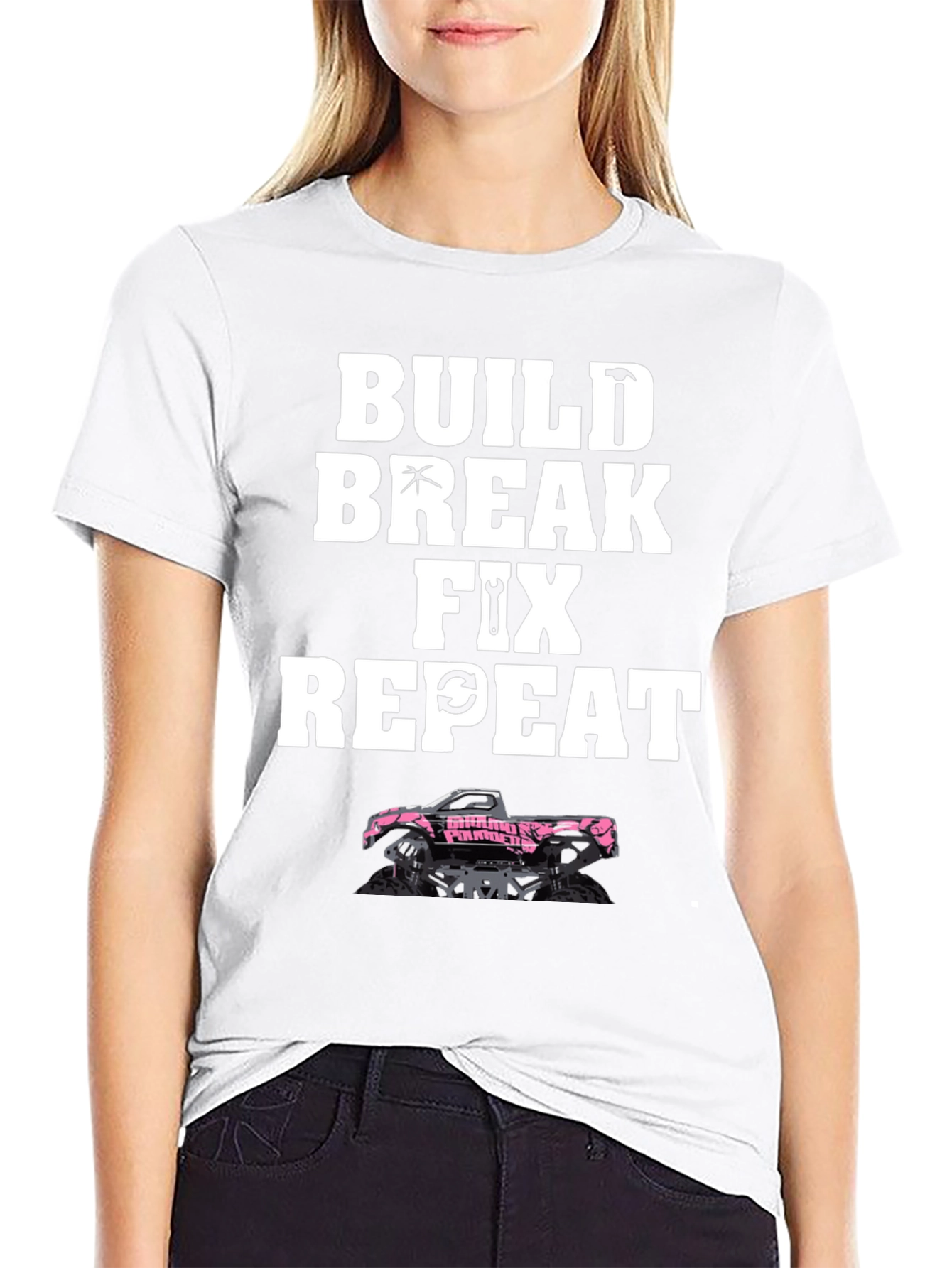 Build Break Fix Repeat Black Graphic Tee