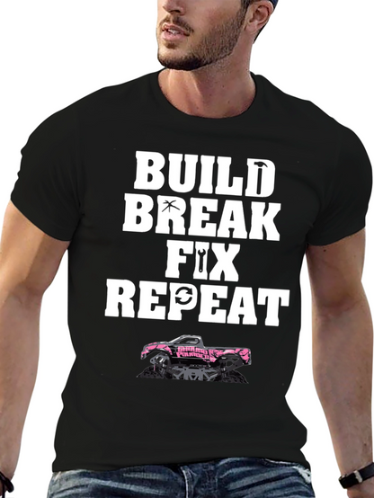 Build Break Fix Repeat Black Graphic Tee