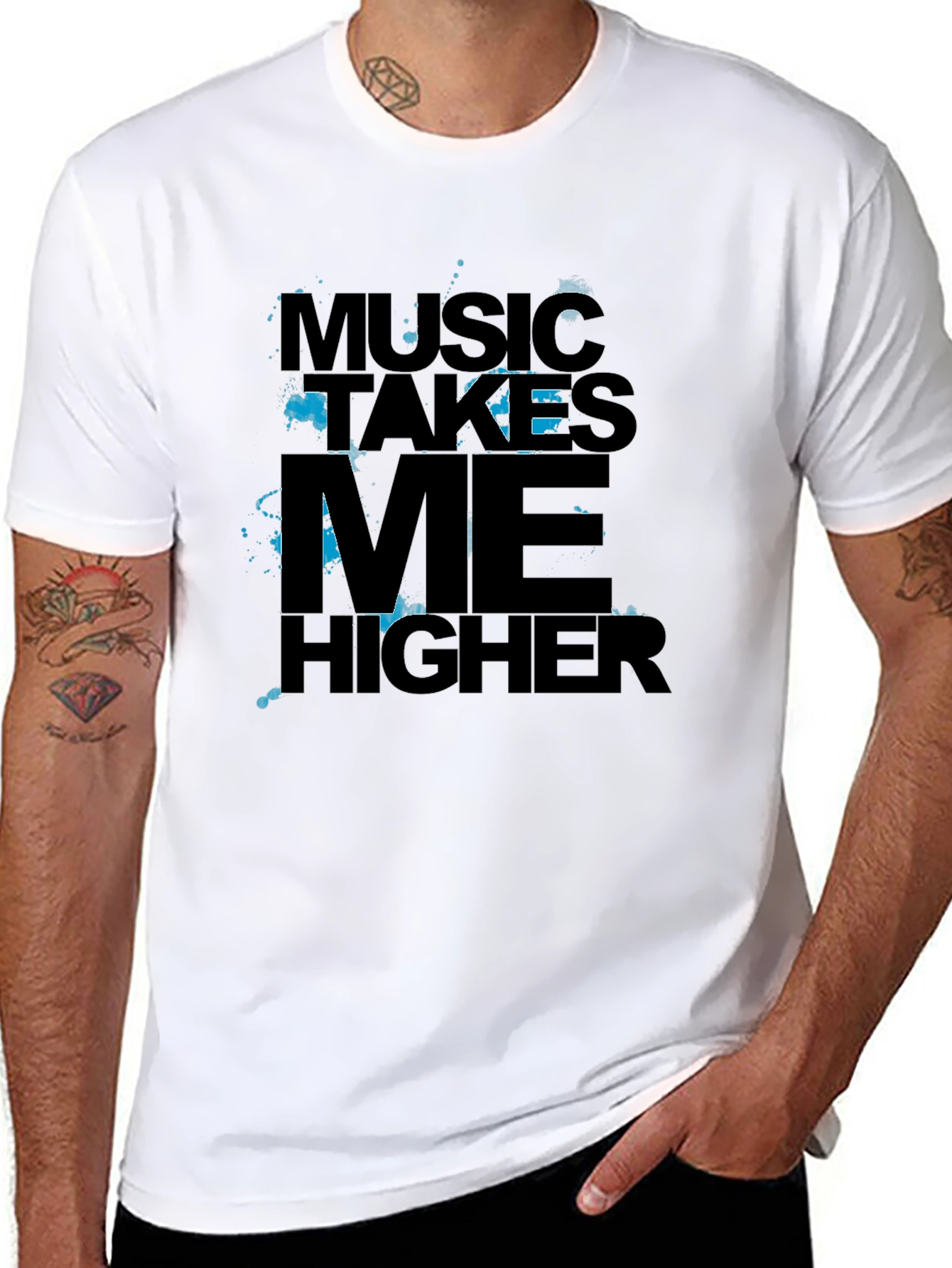 Music Takes Me Higher Black Graphic Tee