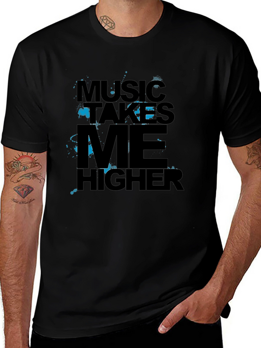 Music Takes Me Higher Black Graphic Tee