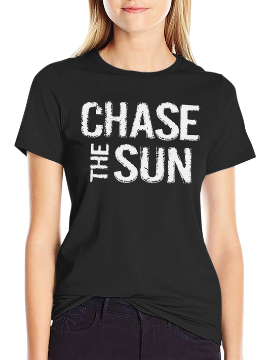 Chase The Sun Graphic Tee - Black Cotton Blend T-Shirt