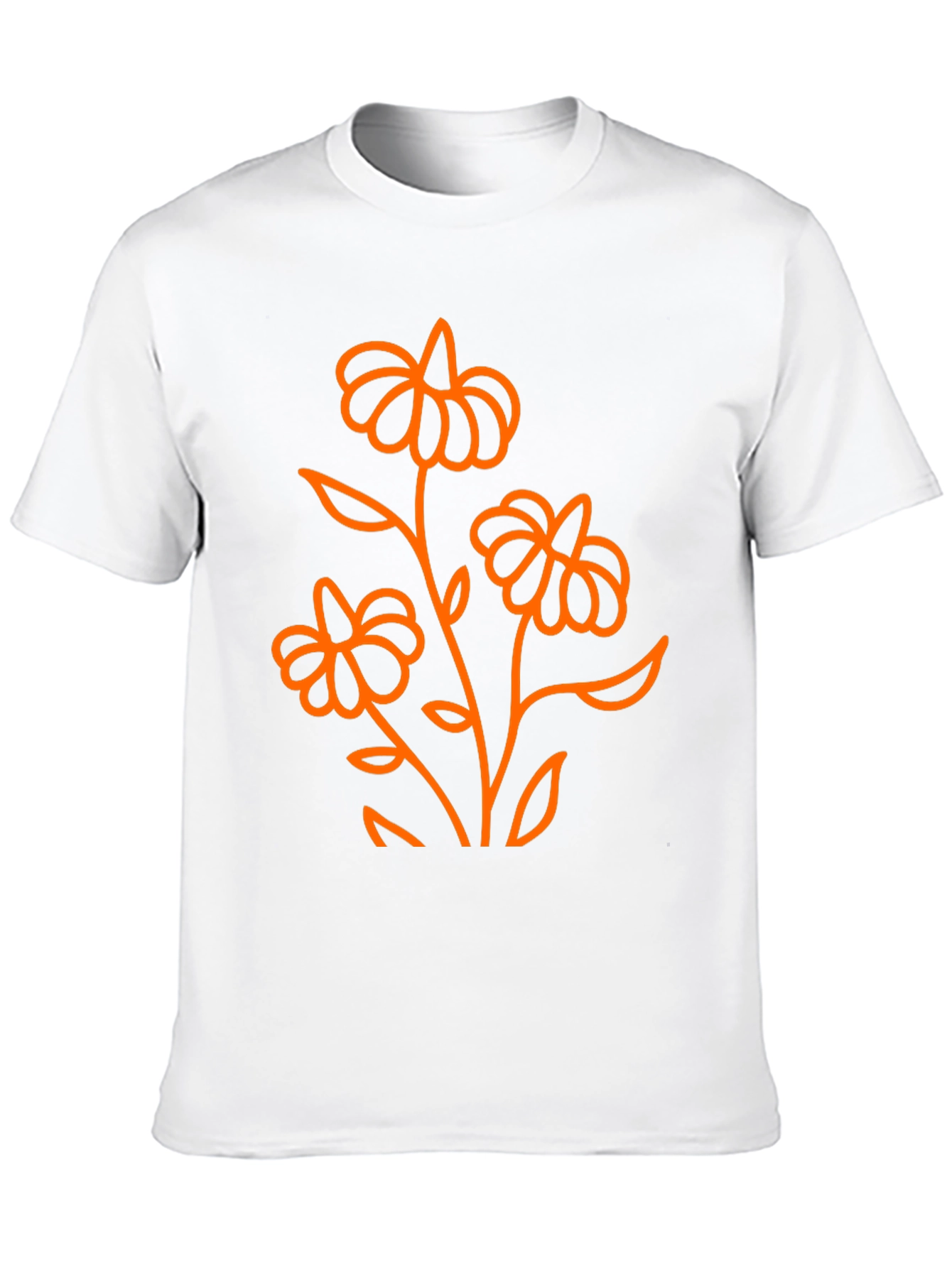 Black T-Shirt with Orange Floral Design