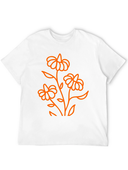 Black T-Shirt with Orange Floral Design