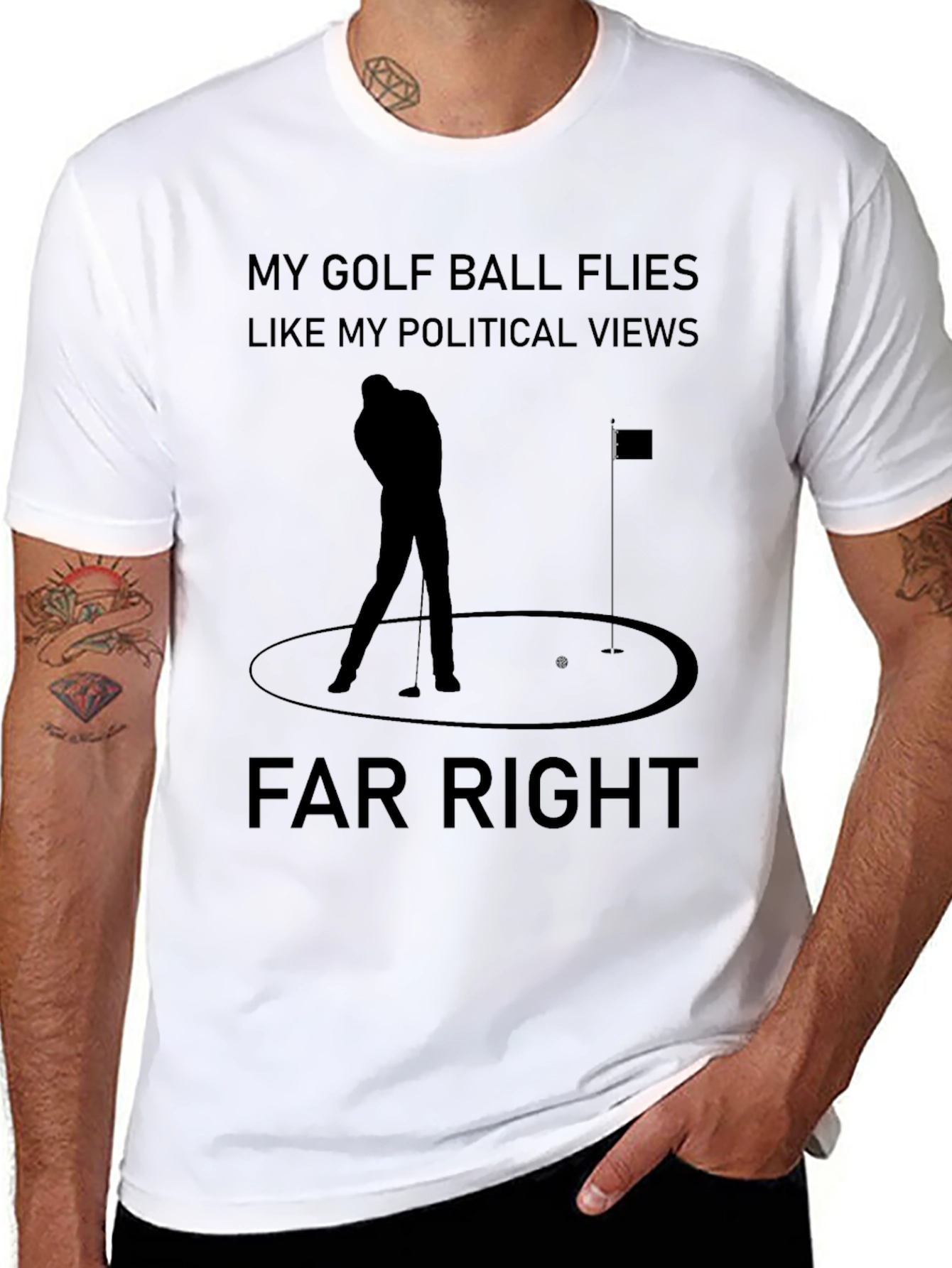 Far Right Golf Ball Political Views Graphic T-Shirt