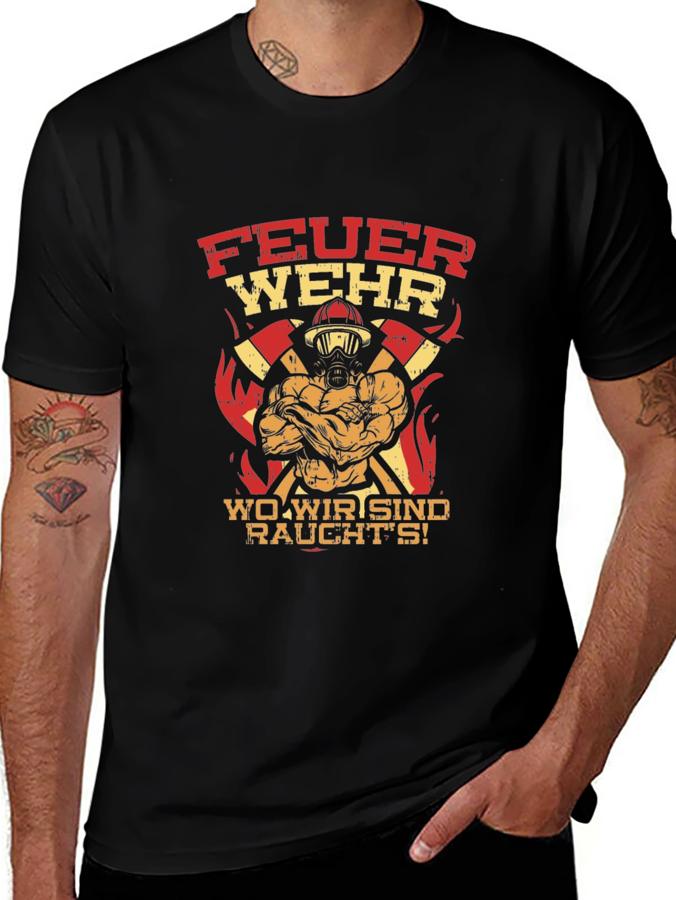Firefighter Graphic Tee - FeuerWehr Design