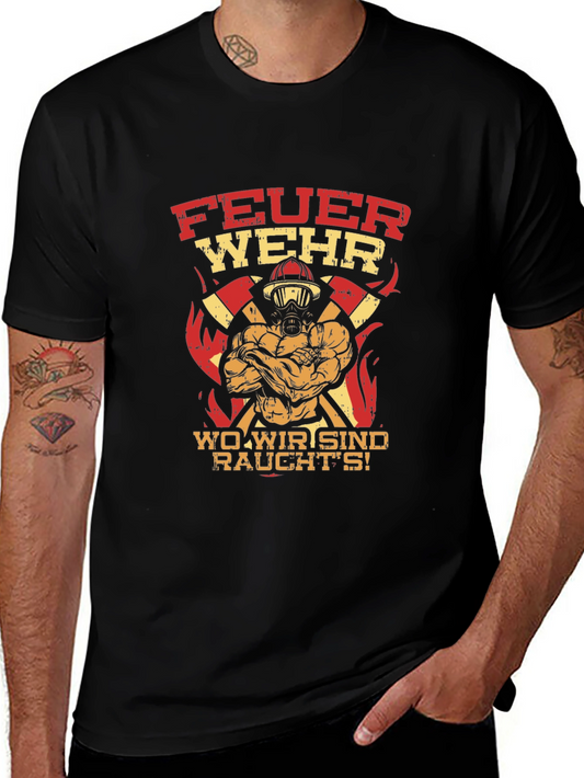 Firefighter Graphic Tee - FeuerWehr Design
