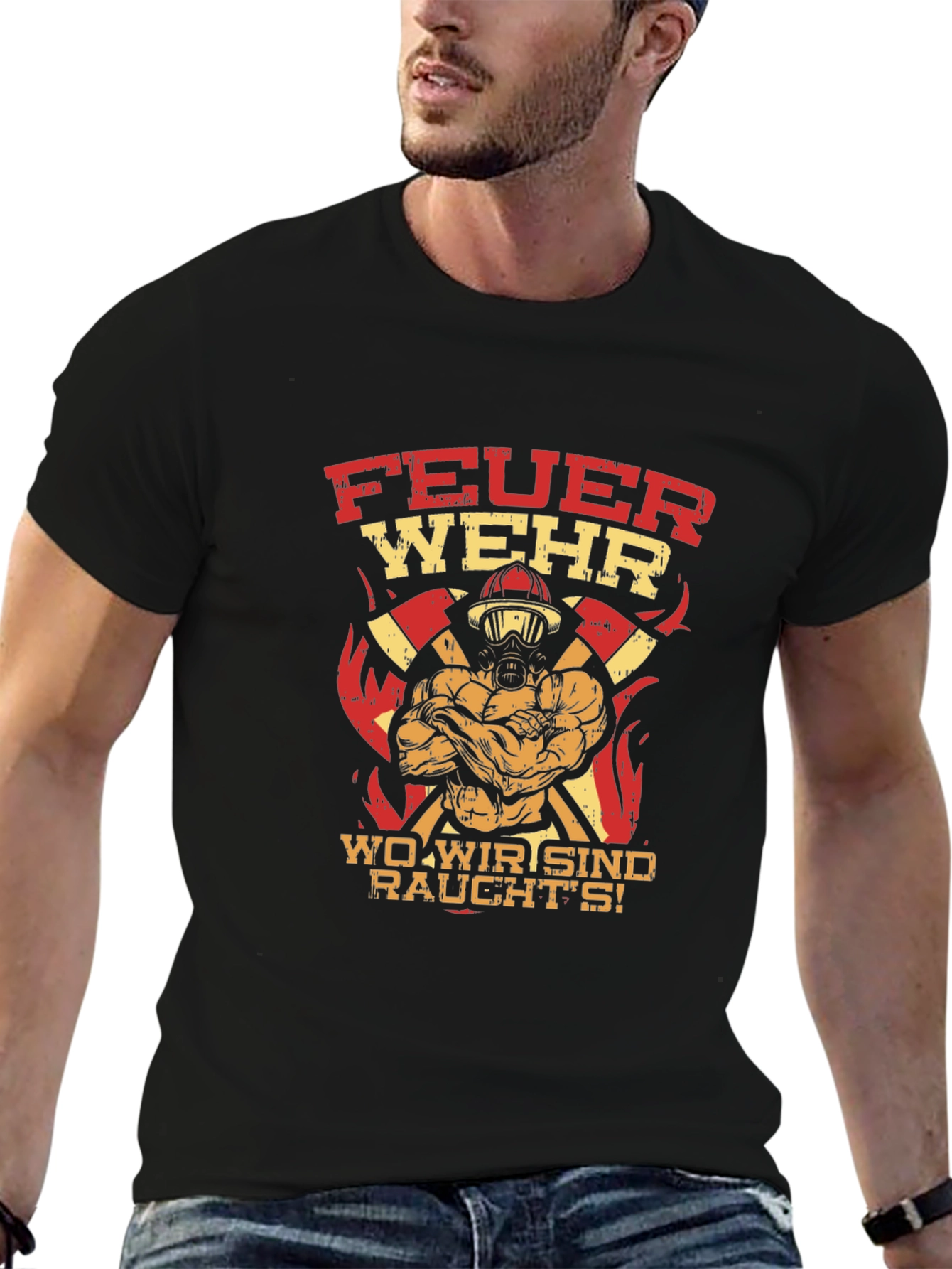 Firefighter Graphic Tee - FeuerWehr Design