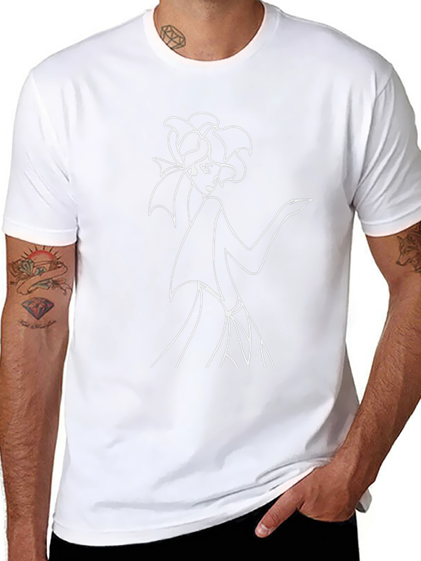 Black T-Shirt with Fashion Illustration