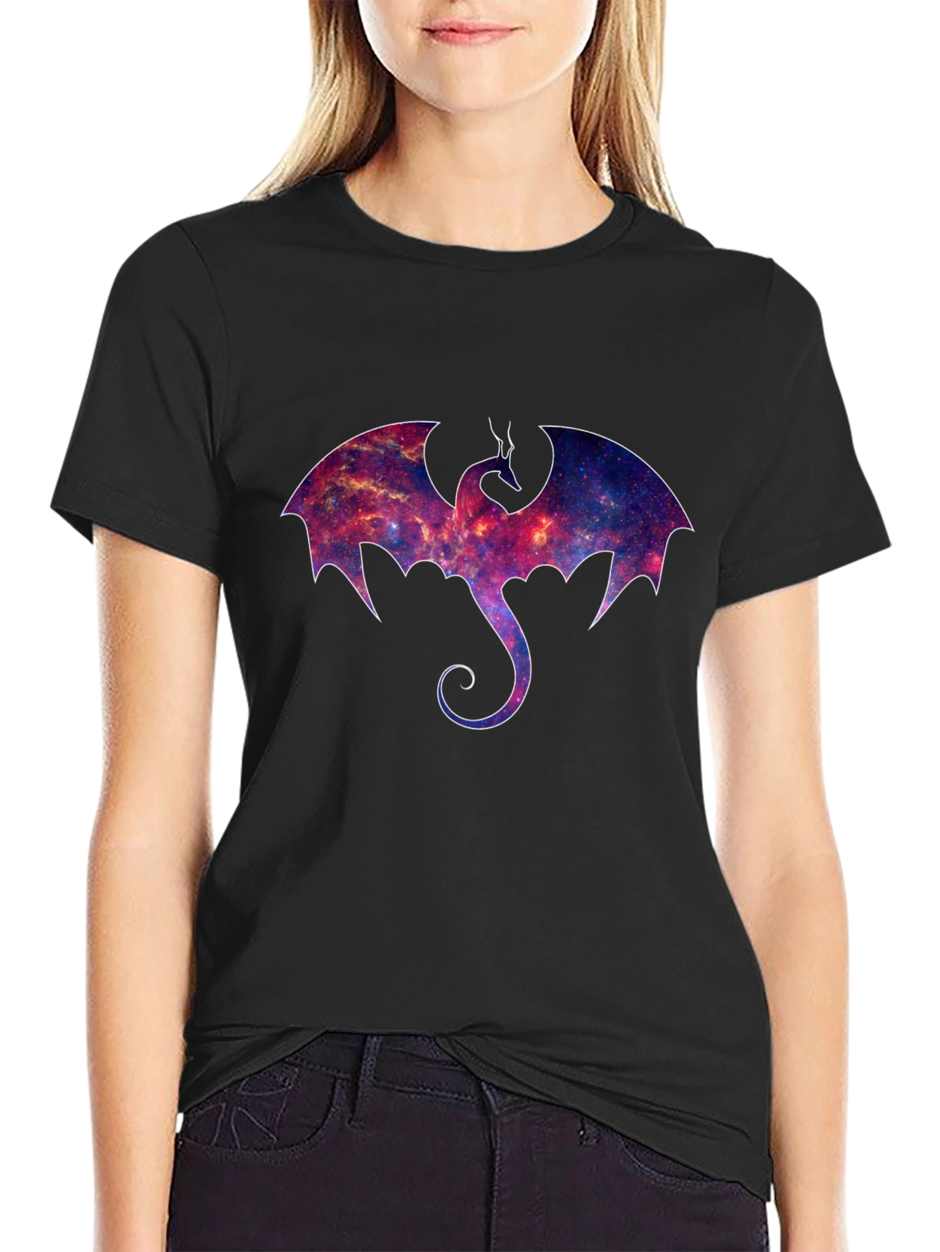 Galaxy Dragon Graphic Black T-Shirt
