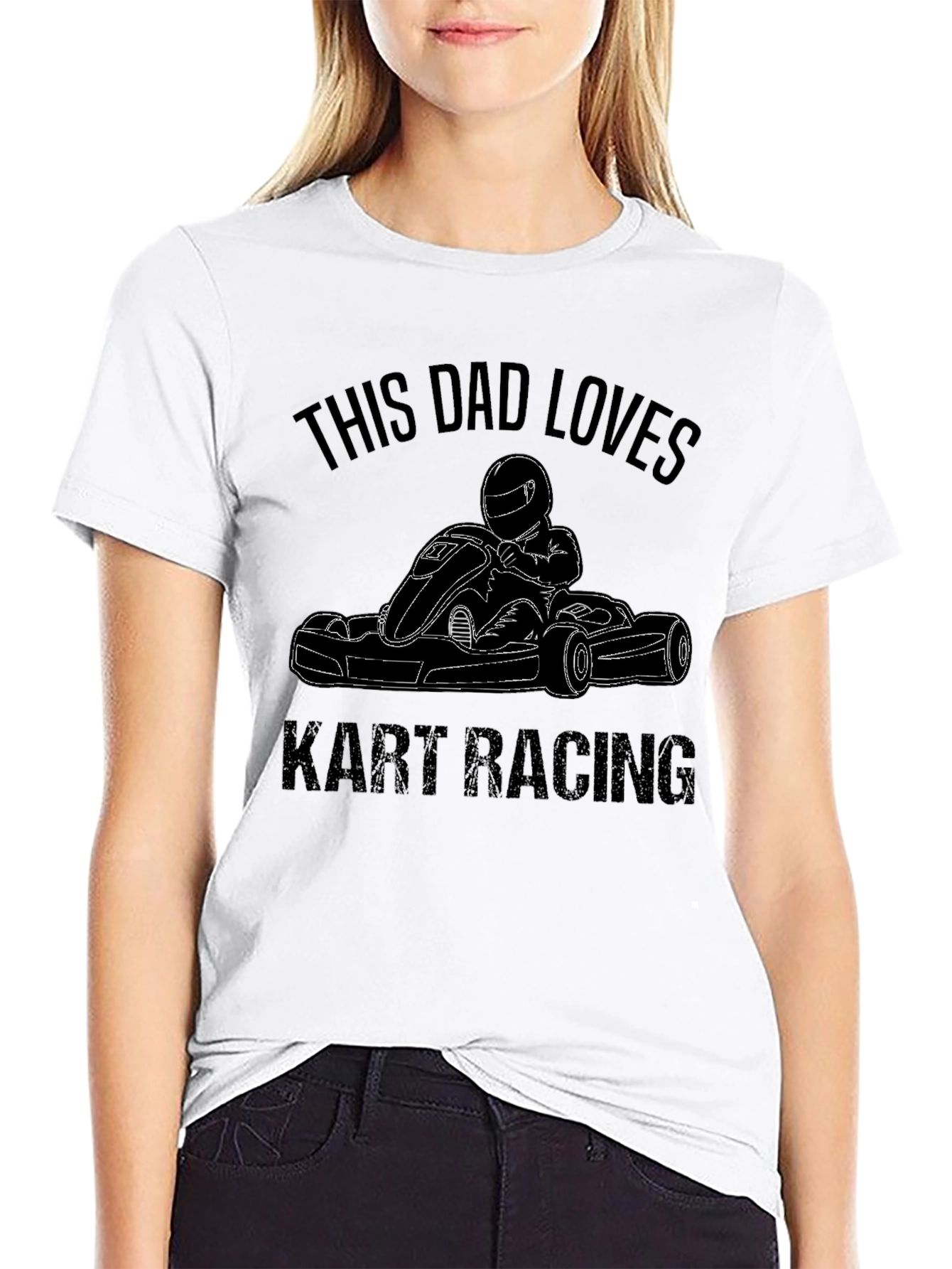 Dad Loves Kart Racing Black T-Shirt