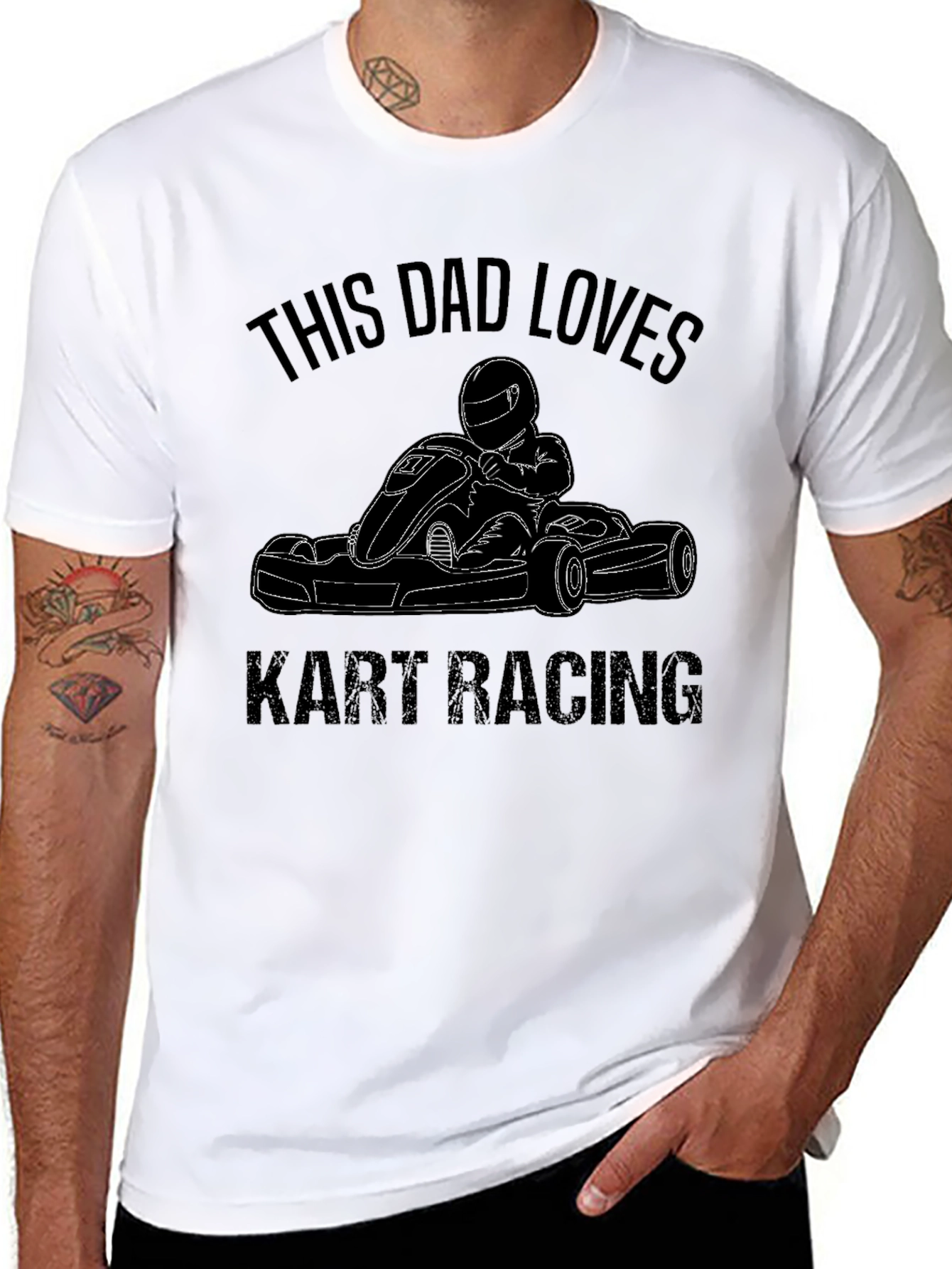 Dad Loves Kart Racing Black T-Shirt