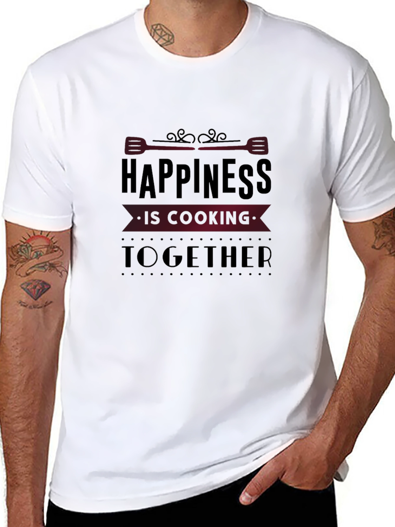 Happiness is Cooking Together Black Graphic Tee