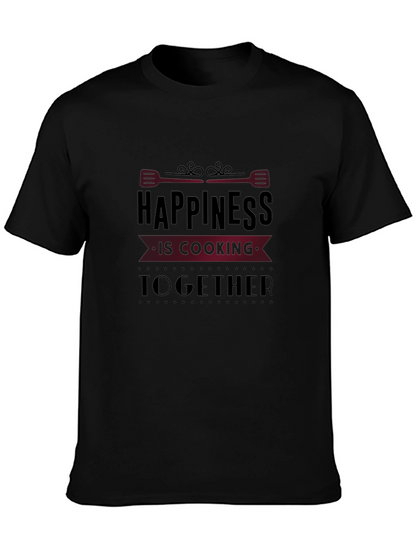 Happiness is Cooking Together Black Graphic Tee