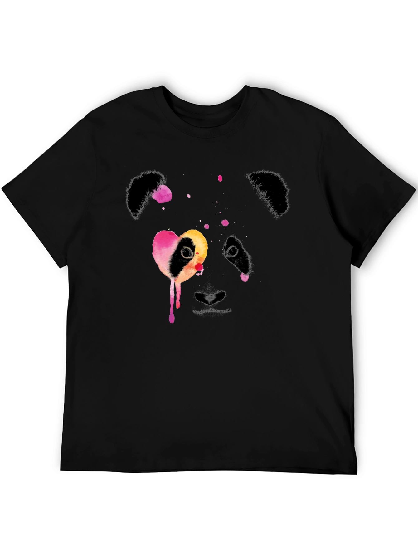 Panda Heart Graphic Black T-Shirt