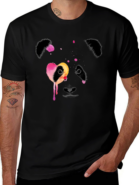 Panda Heart Graphic Black T-Shirt