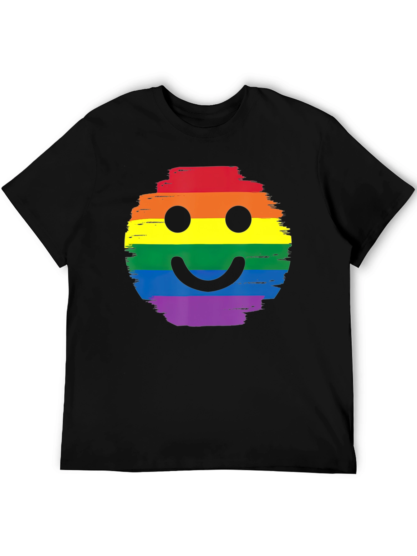 Rainbow Pride Smiley Face Black T-Shirt