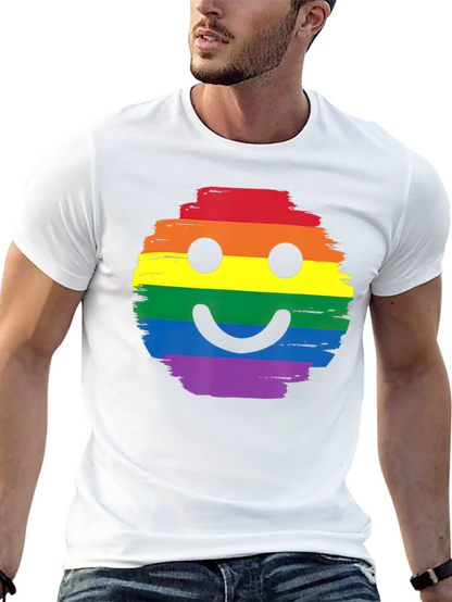 Rainbow Pride Smiley Face Black T-Shirt
