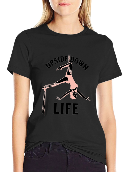 Upside Down Life Black Graphic T-Shirt