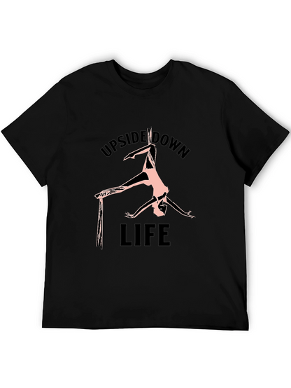 Upside Down Life Black Graphic T-Shirt