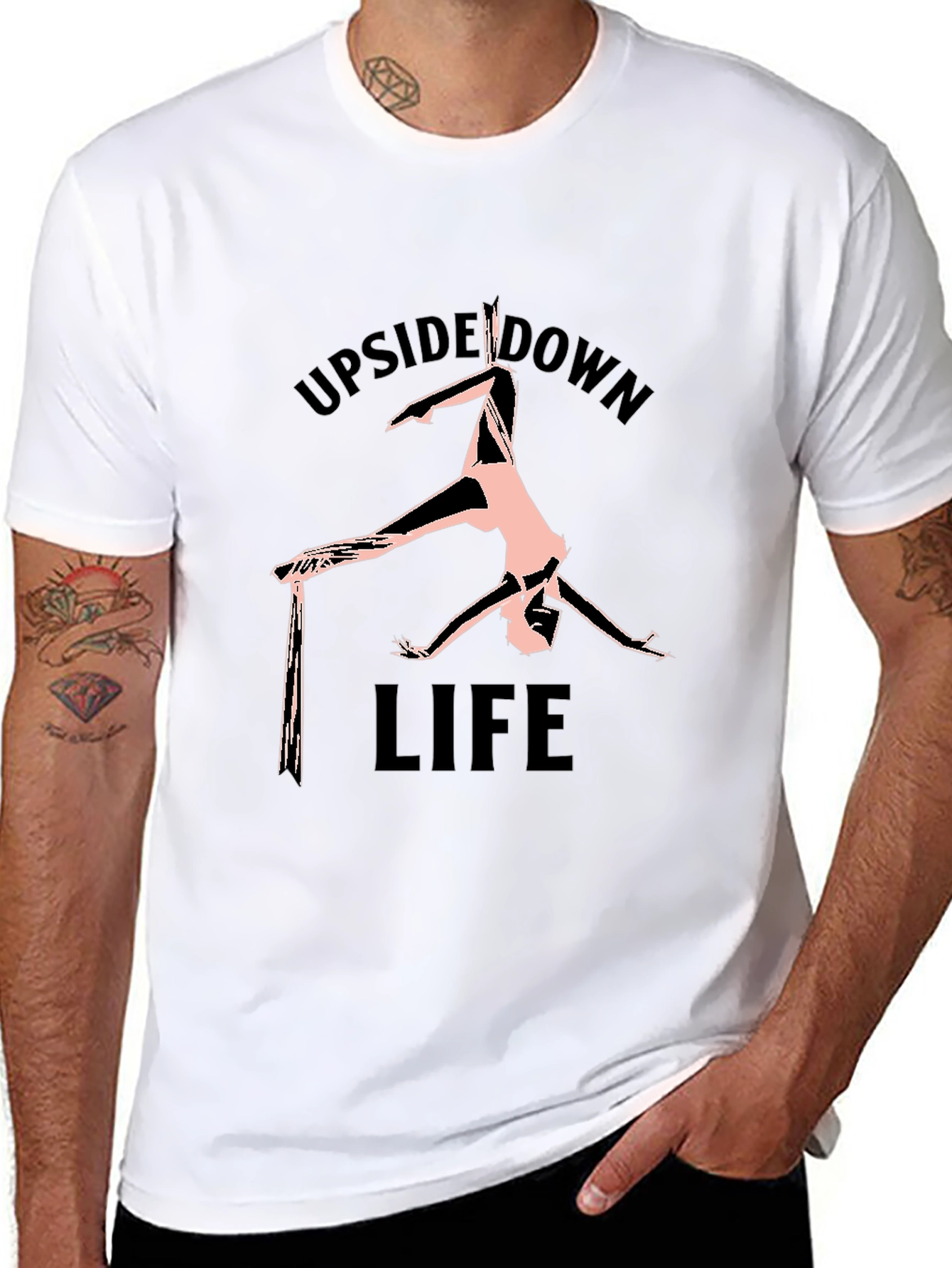 Upside Down Life Black Graphic T-Shirt