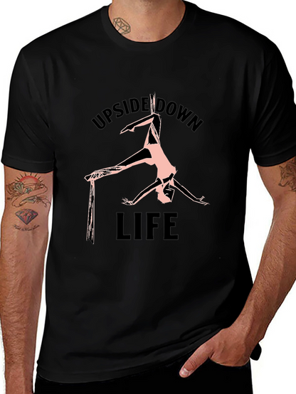 Upside Down Life Black Graphic T-Shirt