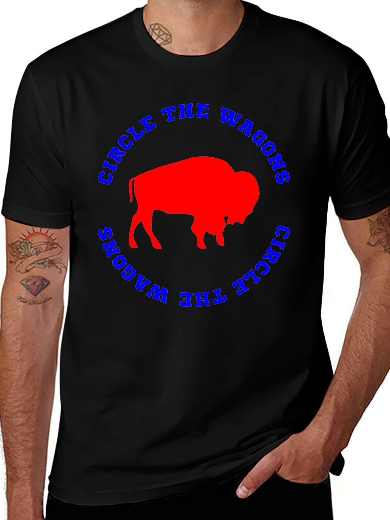 Circle The Wagons Buffalo Bison Graphic Tee