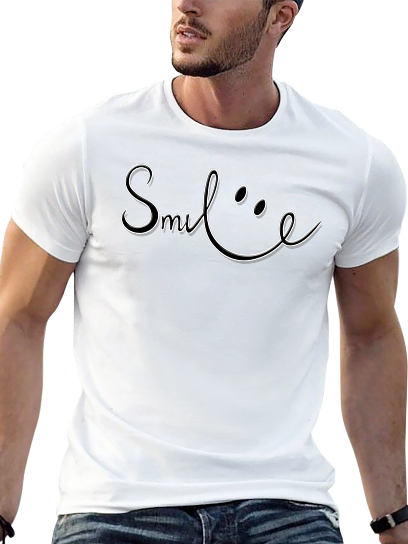 Smile Graphic Tee - Classic Black Cotton T-Shirt