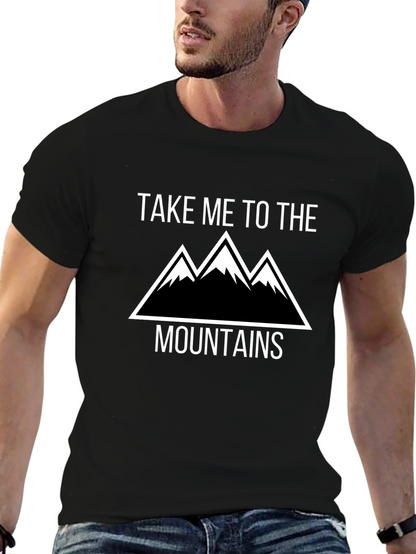 Take Me To The Mountains Black Graphic T-Shirt