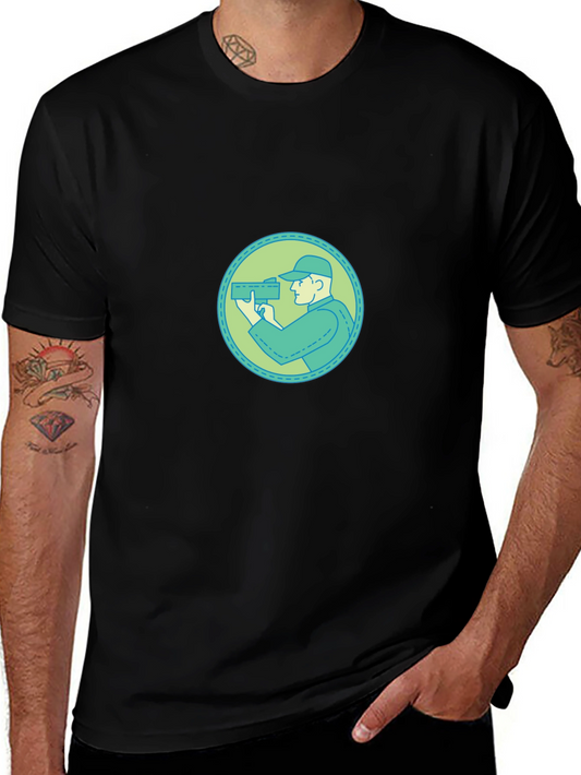 Graphic Tee - Cameraman Design Black Cotton