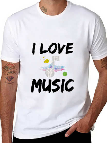 I Love Music Graphic Tee - Black