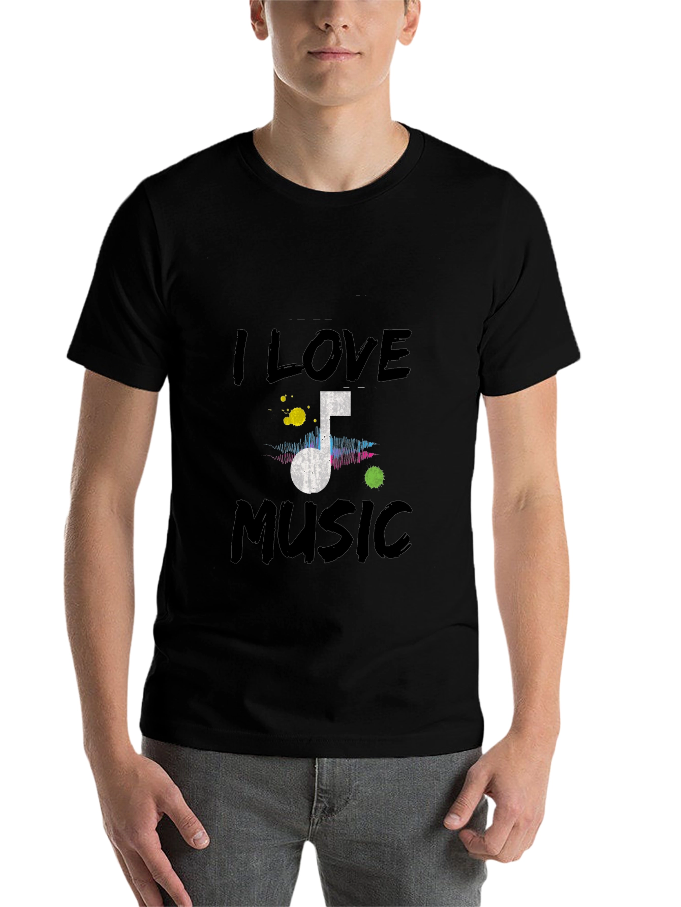 I Love Music Graphic Tee - Black
