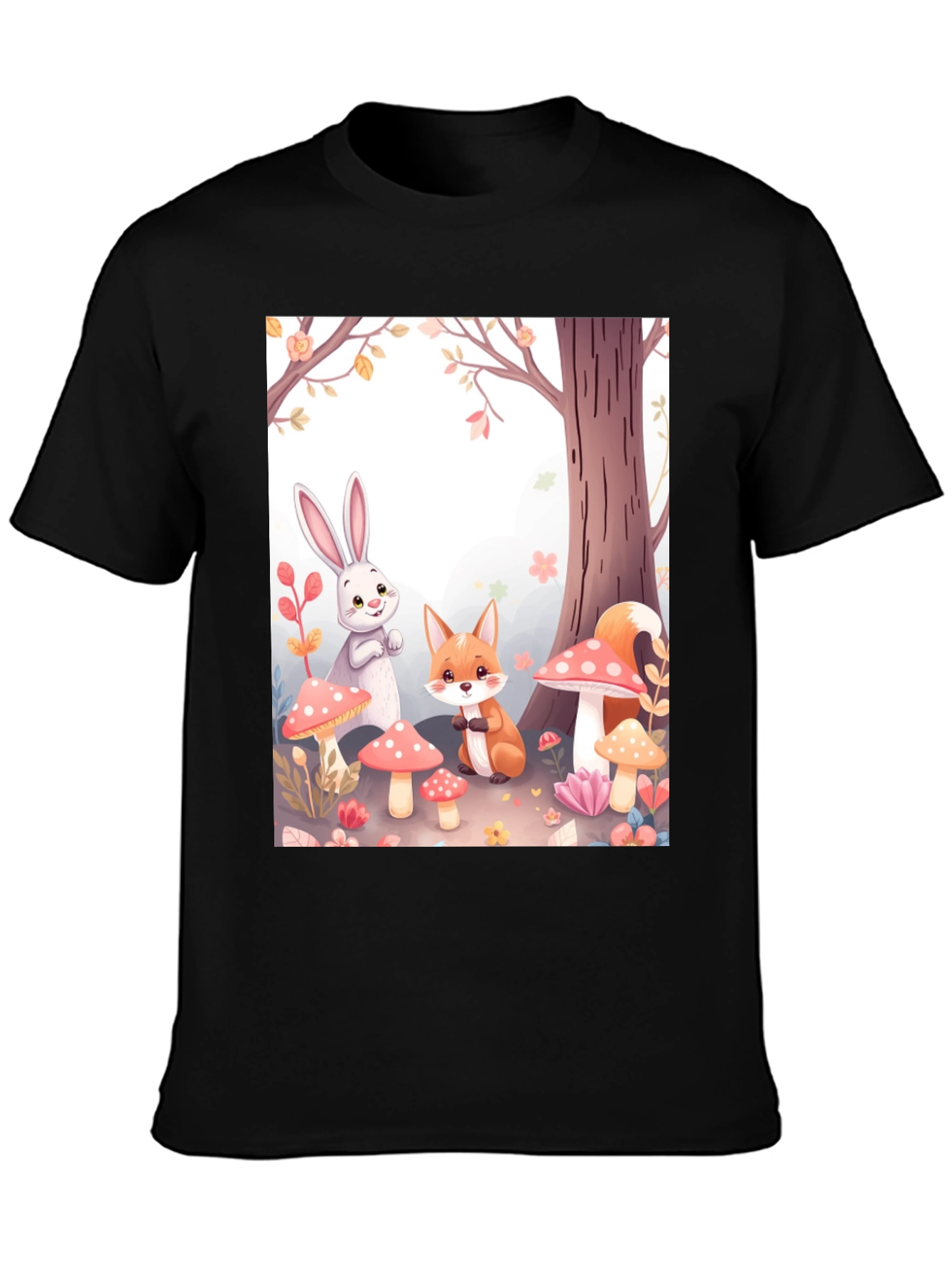 Cartoon Animals on Black Tee