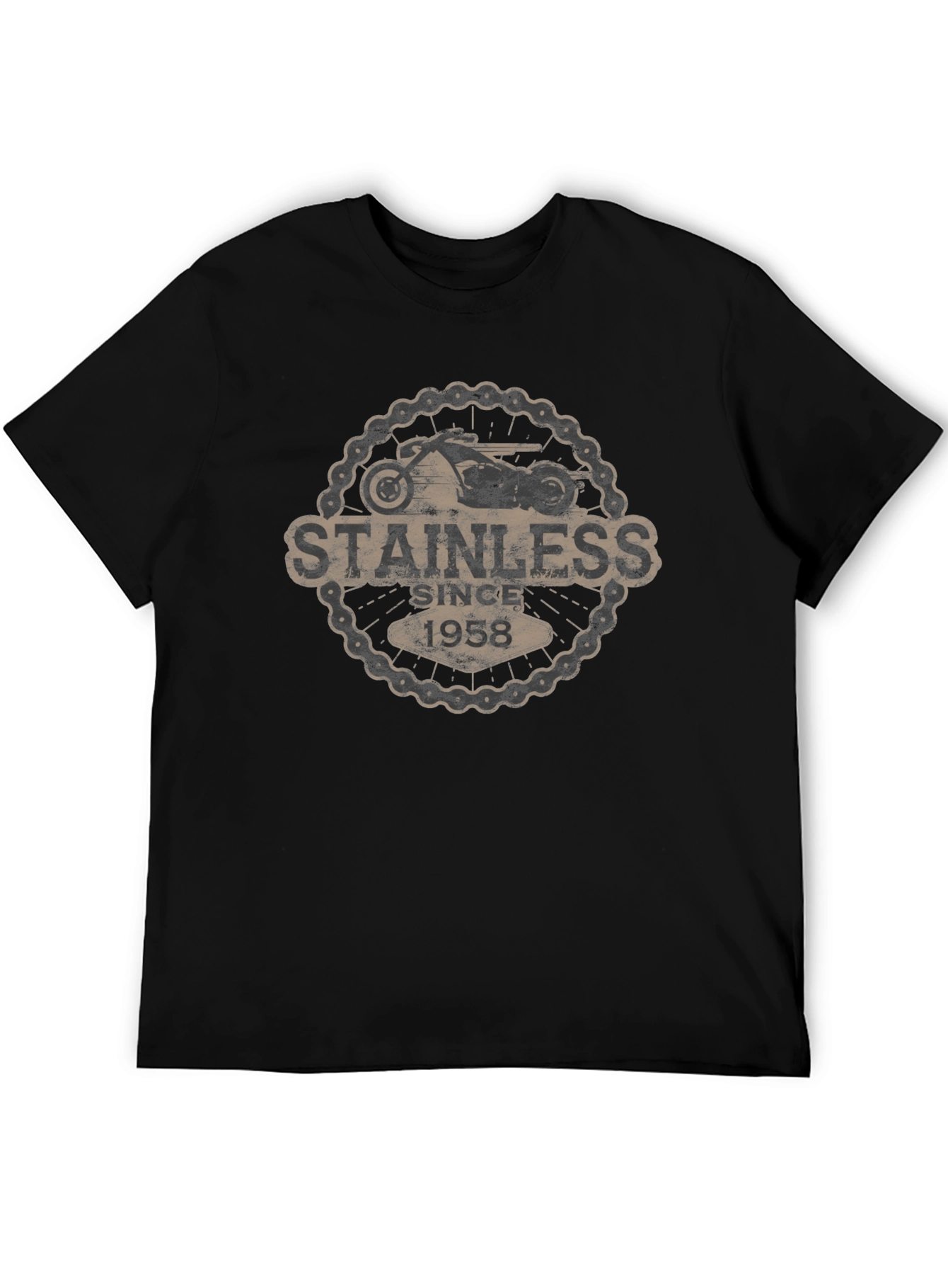 Stainless Since 1958 Motorcycle Graphic Black T-Shirt