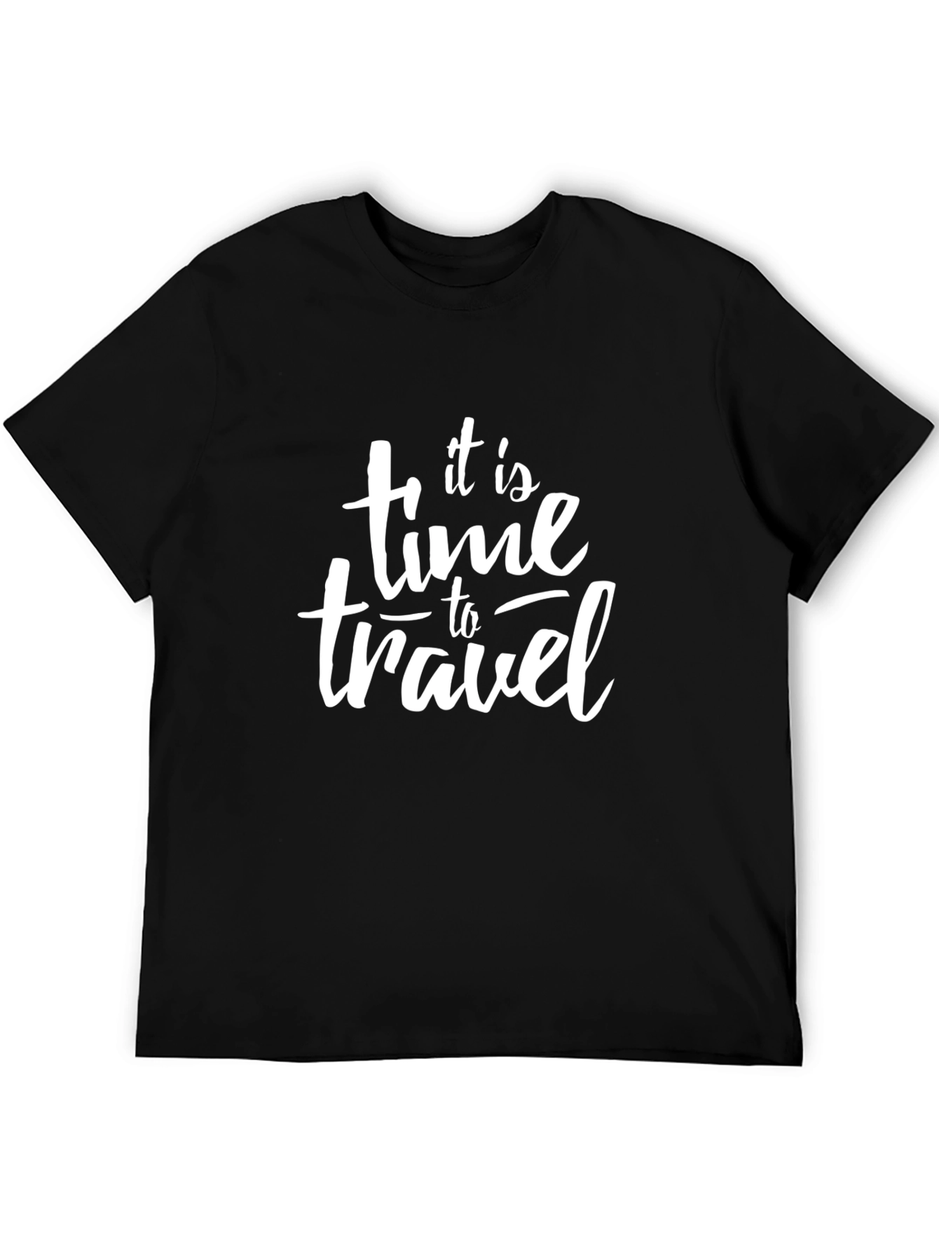 It is Time to Travel Black Graphic Tee