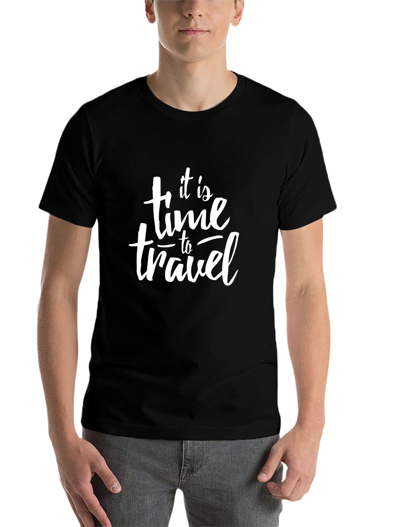 It is Time to Travel Black Graphic Tee