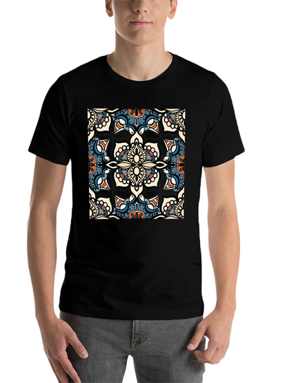 Mens Black T-Shirt with Mandala Design