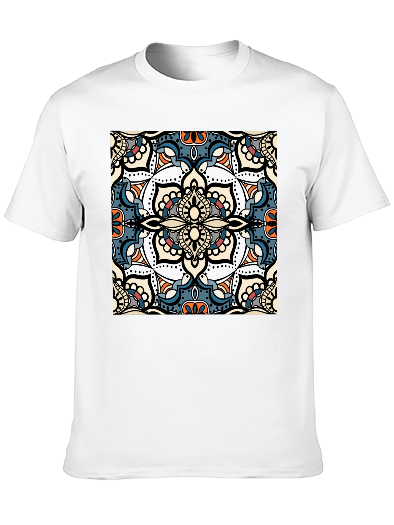 Mens Black T-Shirt with Mandala Design