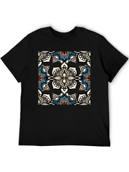 Mens Black T-Shirt with Mandala Design