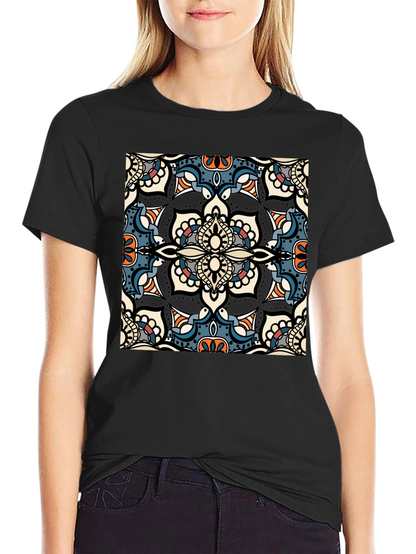 Mens Black T-Shirt with Mandala Design