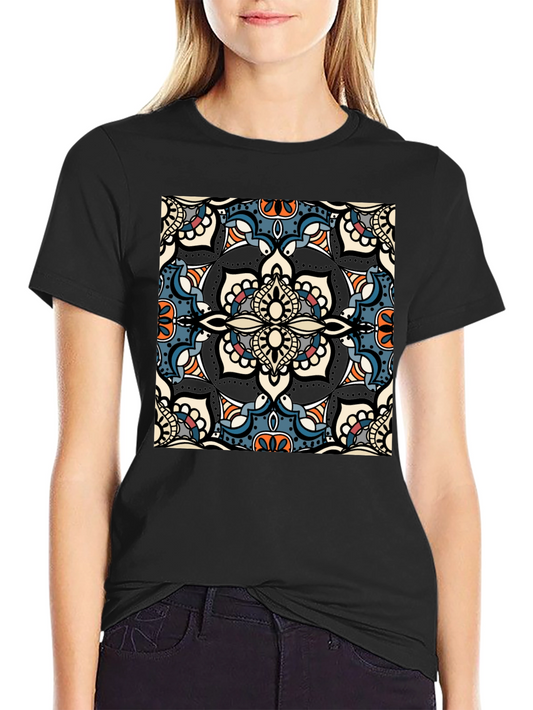 Mens Black T-Shirt with Mandala Design