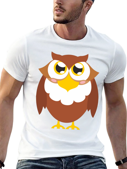 Owl Graphic Tee - Black Cotton Blend Casual Shirt