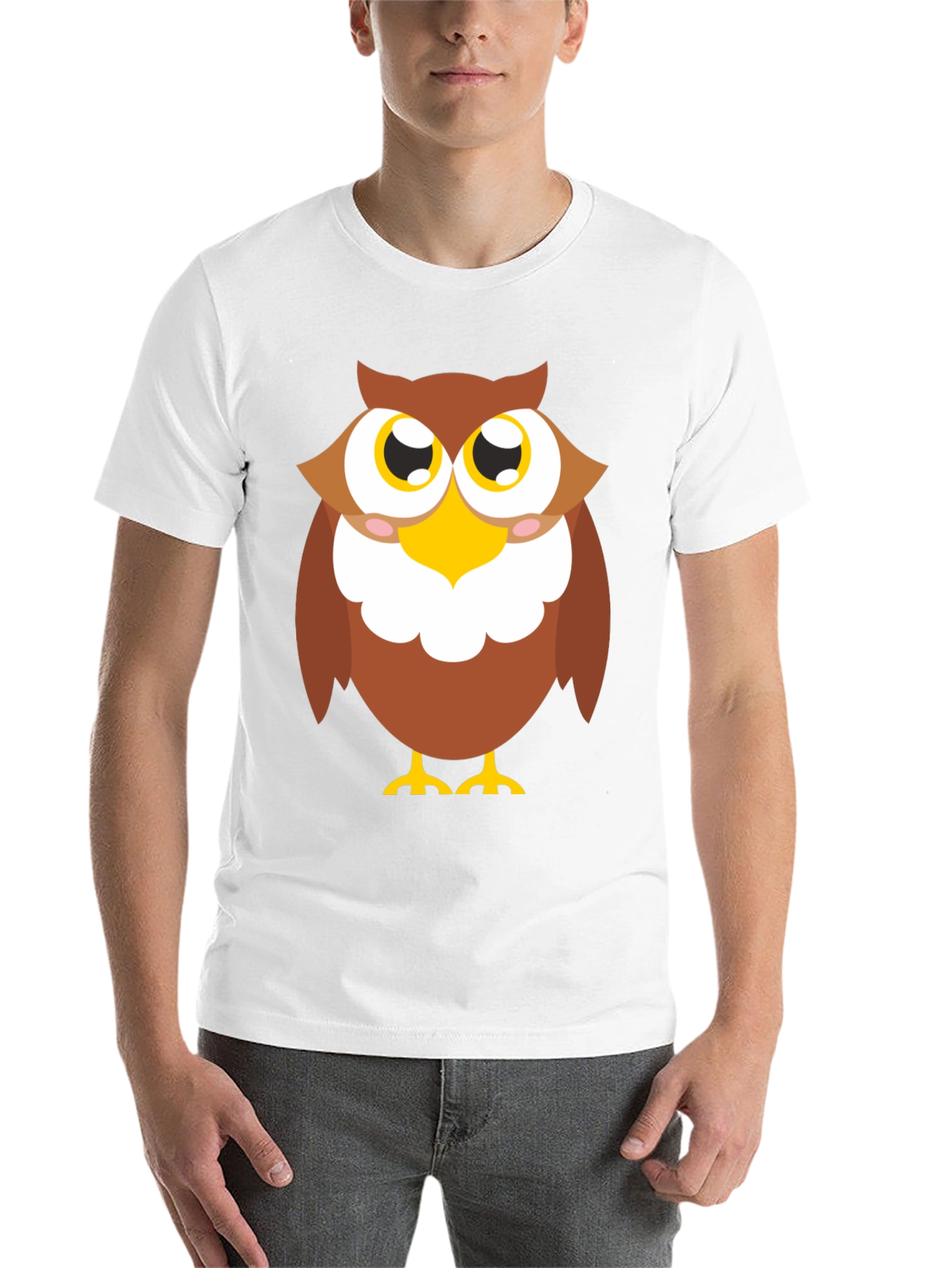 Owl Graphic Tee - Black Cotton Blend Casual Shirt