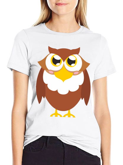 Owl Graphic Tee - Black Cotton Blend Casual Shirt