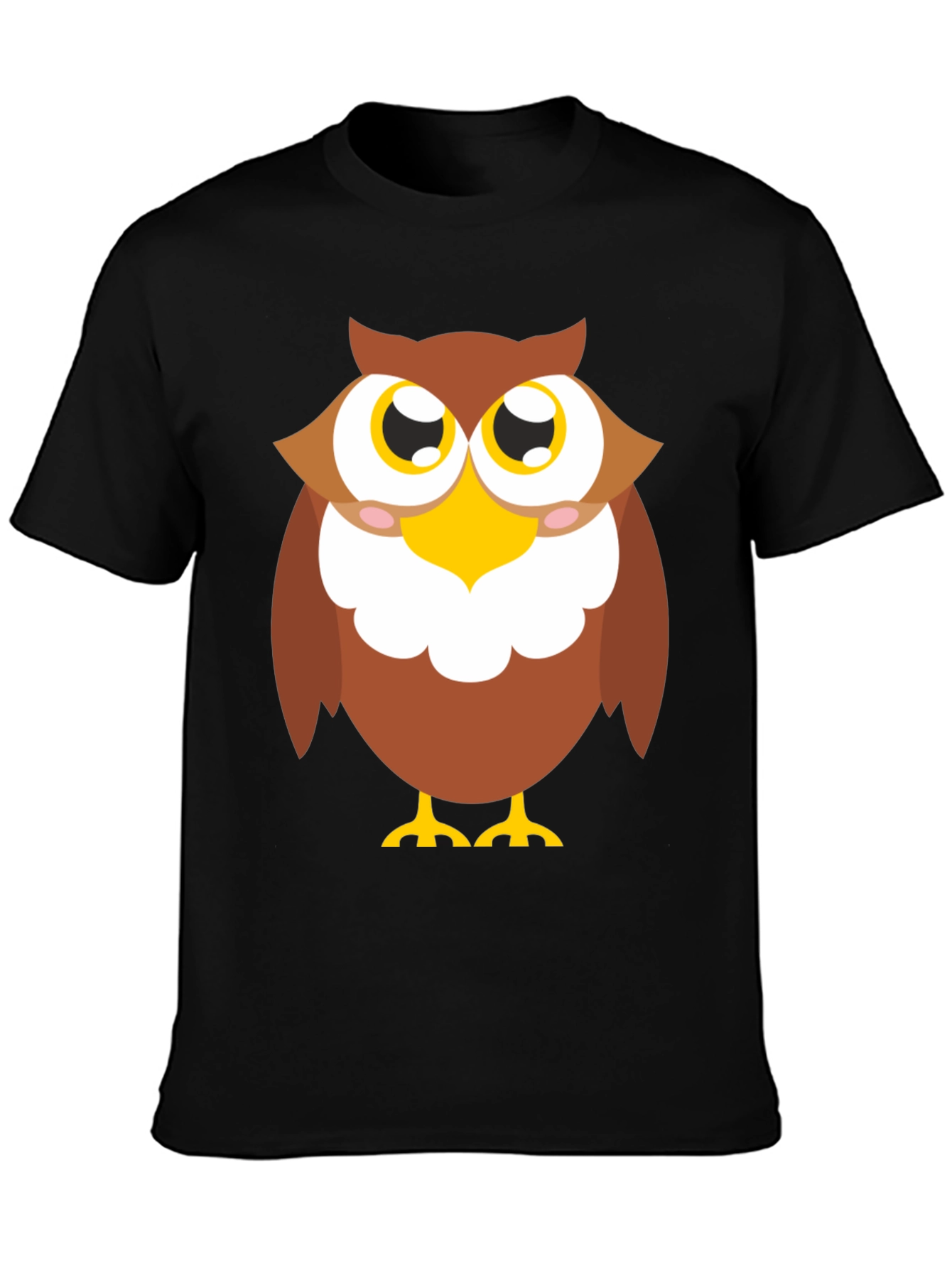 Owl Graphic Tee - Black Cotton Blend Casual Shirt