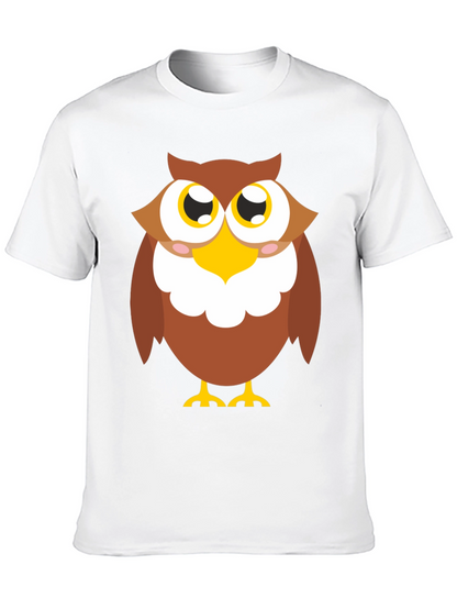 Owl Graphic Tee - Black Cotton Blend Casual Shirt