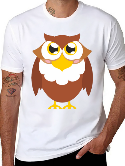 Owl Graphic Tee - Black Cotton Blend Casual Shirt