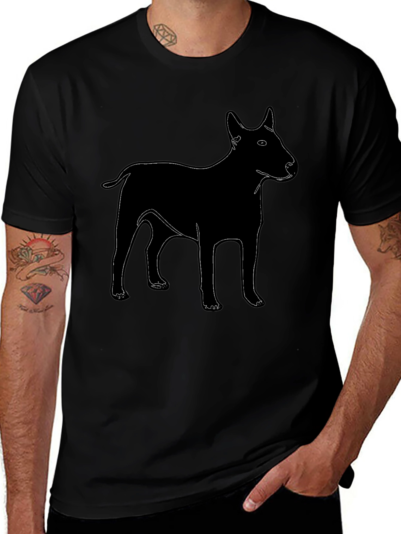 Dog Graphic T-Shirt - Black